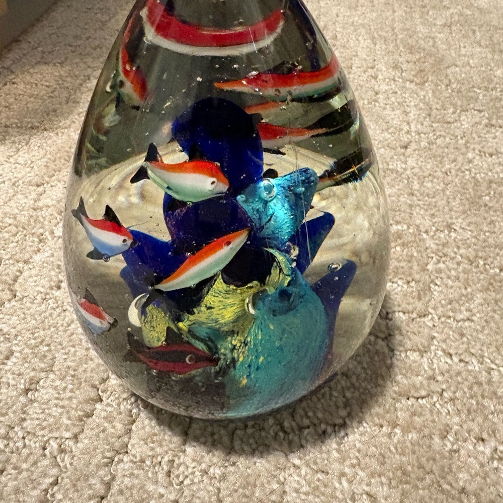 Paperweight Fish And Coral Under The Sea Aquarium Art Glass Murano Style - Picture 5 of 14